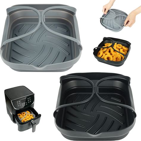 BYKITCHEN Square Air Fryer Liners Silicone 2 Pcs Foldable Airfryer