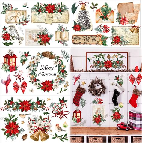 Amazon 4 Sheets 11 8 X 7 8 Inch Christmas Rub On Transfers For