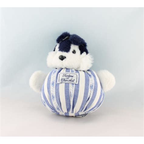 Doudou boule lapin bleu marine rayé TARTINE ET CHOCOLAT