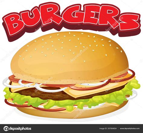 Dise O Fuente Para Hamburguesas Palabra Con Ilustraci N Hamburguesa Con