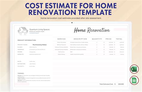 Home Renovation Budget Templates In Excel Home Renovations Budget Excel