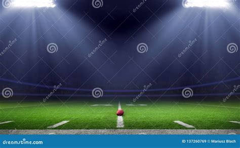 Football Stadium At Night.Standard Football Field Stock Photo ...