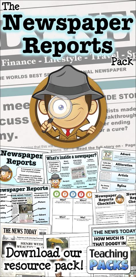 The Newspaper Reports Teaching Pack | Report writing, Newspaper report ...