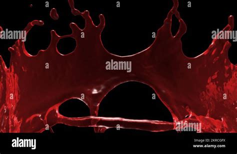 Flight Through Red Water Splash In Extreme Slow Motion Alpha Included