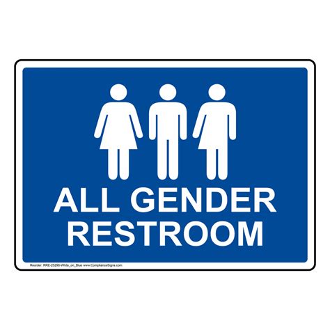 Blue Gender Neutral Restroom Sign With Symbol RRE-25317-White_on_Blue