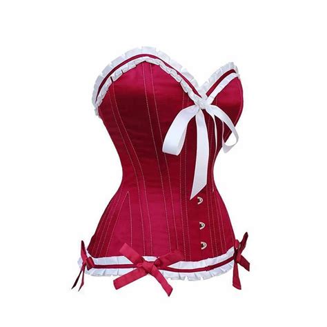 Red Burlesque Corset Deep Burgundy Steel Boned Burlesque Style Corset