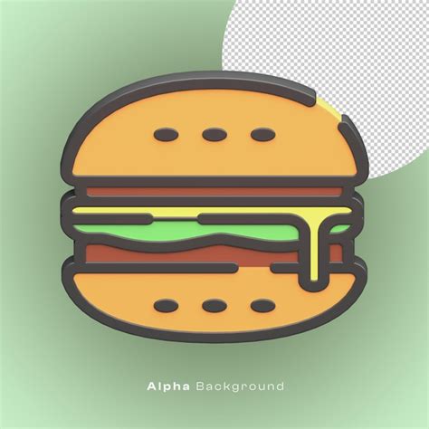 Icono De Hamburguesa 3d Con Tema Oscuro E Imagen De Renderizado De Alta