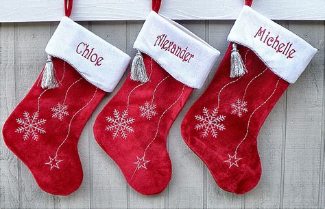 Personalized Christmas Stockings Snowflake Bling Red White Etsy