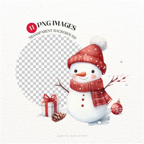 Snowman Clipart Bundle Watercolor Cute Snowman Clipart PNG Cute