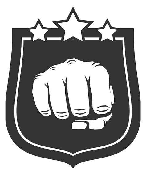 Punho Soco Emblema Preto Logotipo Do Clube De Luta Vetor Premium