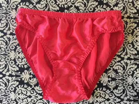Vintage 100 Silk Red Bikini Ruched Panties Small Shi Gem