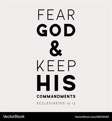 Bible Quote Fear God And Keep His Commandments Vector Image