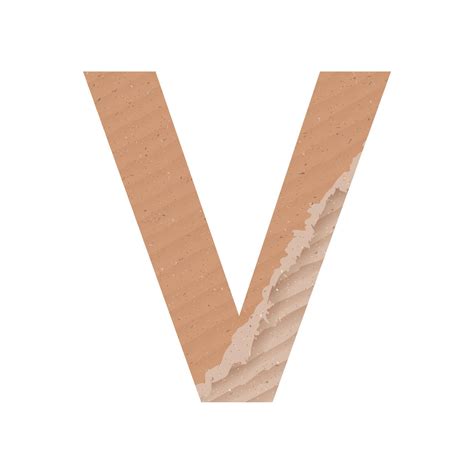 Letter V Of The English Alphabet Gray Paper Cardboard Texture On White Background Vector