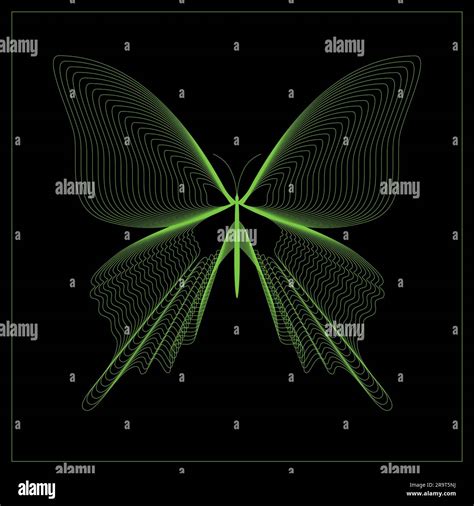 Abstract Neon Butterfly Consisting Of Wireframe Lines Glowing