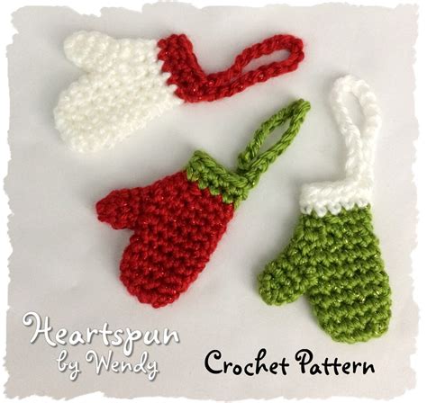 Crochet Pattern To Make This Mini Mitten Christmas Ornament Or Etsy