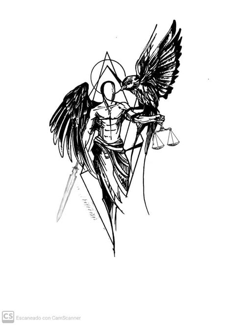 Dibujo San Miguel Arcángel Archangel Tattoo Black Watercolor Tattoo