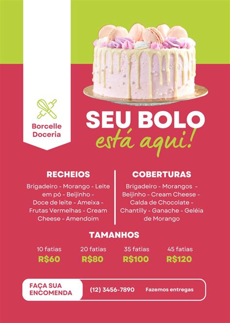 Página 8 Modelos de Confeitaria customizáveis e grátis