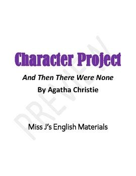 And Then There Were None Character Project EDITABLE TPT