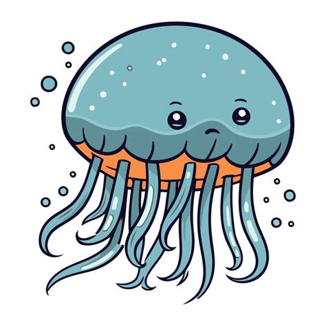 Premium Vector Cartoon Jellyfish Vector Illustration Of A Cartoon