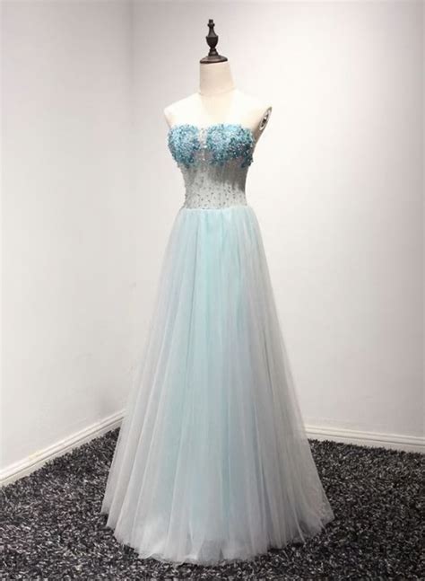 Elegant A Line Tulle Formal Prom Dress Beautiful Long Prom Dress