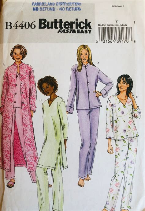 Fast And Easy Butterick Pattern 4406 Misses Womans Sleepwear Loungewear