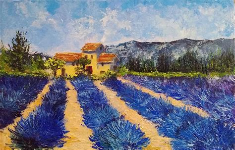 Tuscany Painting Lavender Fields Original Art Italy Landscape Etsy