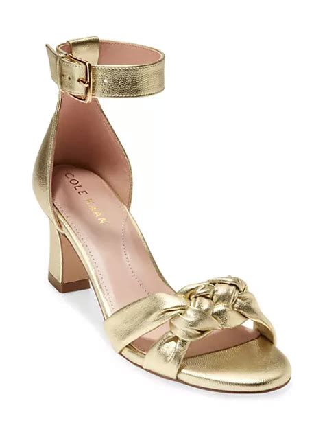 Shop Cole Haan Adella 65mm Braided Strap Metallic Leather Sandals Saks Fifth Avenue