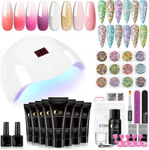 Coscelia Poly Nail Gel Starter Kit With Nail Light Slip Solution Base