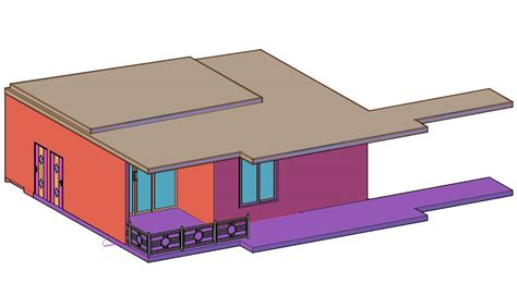 3d House Design CAD File - Cadbull