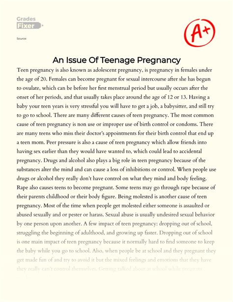 Argumentative Essay Examples About Teenage Pregnancy Sitedoct Org