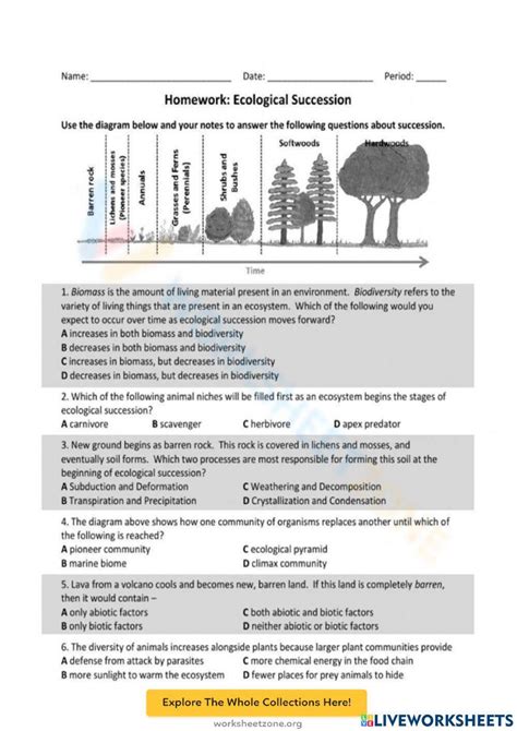 Ecological Succession 1 Worksheet Live Worksheets