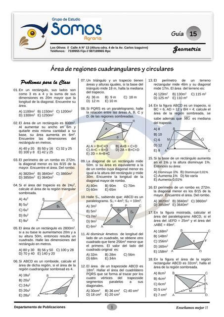 Área de regiones cuadrangulares y circulares Renzo Cuzco uDocz