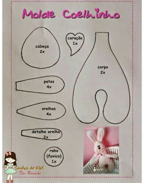 Molde Coelhinha Em Feltro Moldes Naninha Em Feltro Moldes E