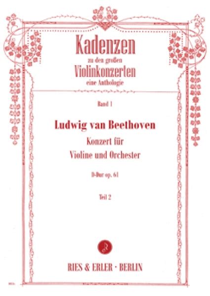 Musikverlag Ries Erler Kadenzen zu den großen Violinkonzerten Band