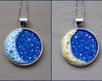 Full Moon Necklace Night Sky Storm Cloud Moon Jewelry Etsy