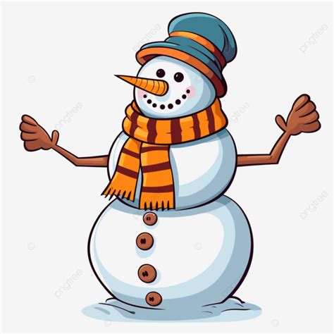 Blank Snowman Clipart Cartoon Snowman In Red Scarf Standing Up Vector