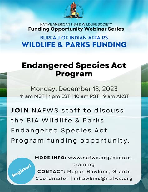 BIA Wildlife And Parks Funding Webinar Series Endangered Species Act