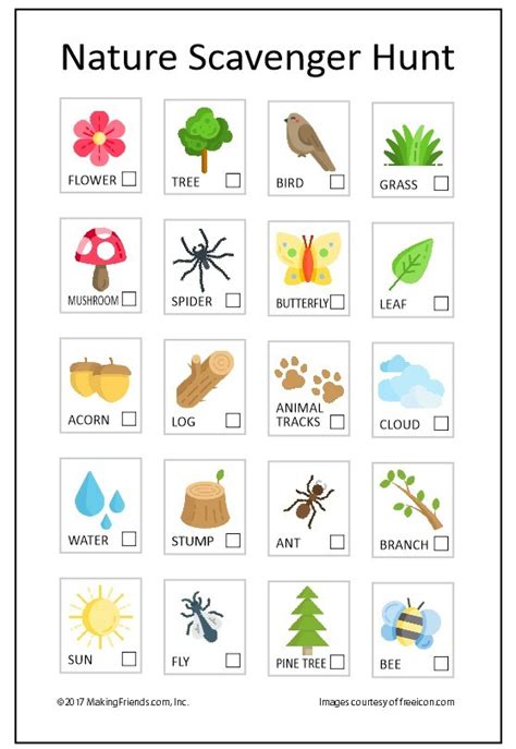 Nature Scavenger Hunt Printable List