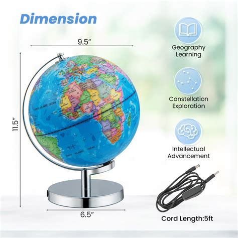 In Illuminated World Globe With Stand And Constellations Costway