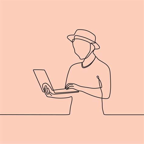 continuous line drawing people with laptop 7071972 Vector Art at Vecteezy