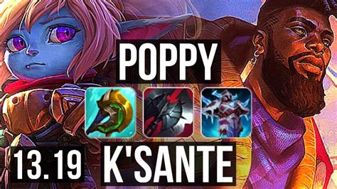 POPPY Vs K SANTE TOP 8 Solo Kills 68 Winrate KR Master 13 19