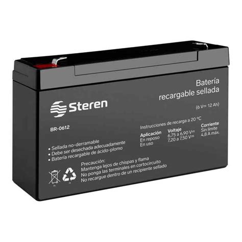 Bateria Recargable Sellada Acido Plomo 6V 12AH BR 0612 STEREN