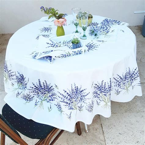 Nappe Ronde Enduite Cm Motif Lavande Artisanat Proven Al