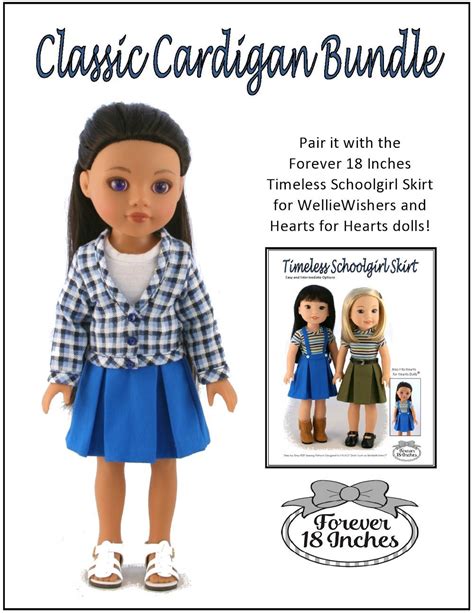 Forever 18 Inches Classic Cardigan Bundle Doll Clothes Pattern For