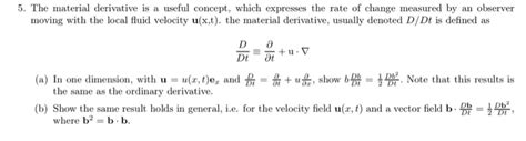 solved   material derivative    concept  cheggcom