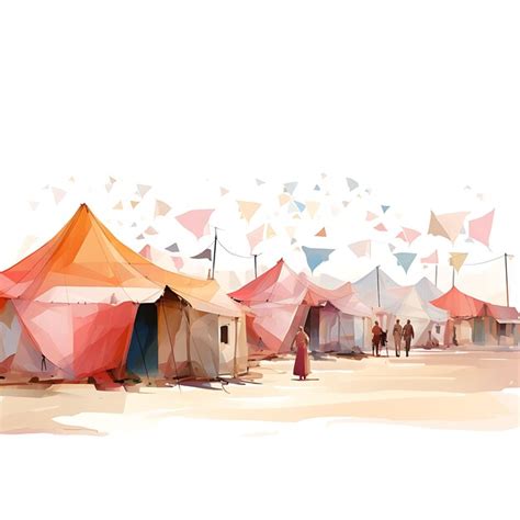 Premium Photo Watercolor Cottage Of Cardboard Shelters Paper Origami