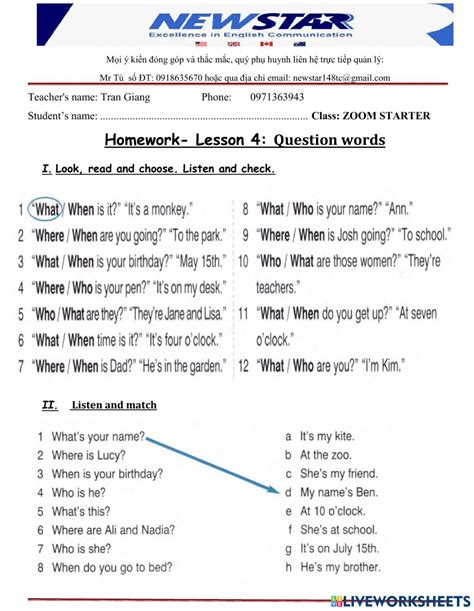 Wh Questions Online Worksheet For 2 You Can Do The Exercises Online Or