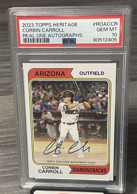 Corbin Carroll 2023 Topps Heritage Roa Ccr Real One Autographs Psa 10