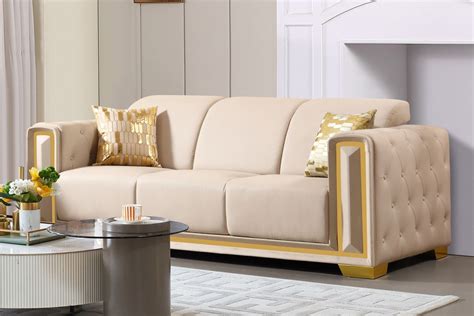 Praten Beige Leather Modern Sofa