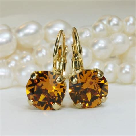 Topaz Earrings Yellow Topaz European Crystal Drop Crystal - Etsy